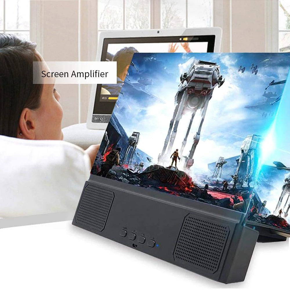 

Mobile Phone Screen Video Magnifier Folding Curved Enlarged 3D HD Movie Amplifying Projector Stand Bracket with Speaker 12 Inch