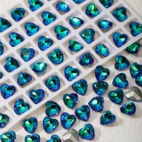 8mm heart shape rhinestones blue crystals handcrafts diy glitter stone glue on nails garment pointback k9 glass strass