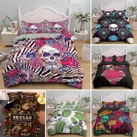 hot sell skull bedding sets new year gift queen king single size duvet cover set with pillowcase bed linen 23pcs