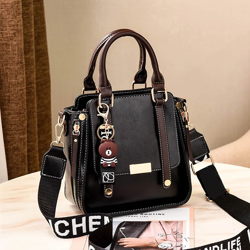 

Ladies Luxury Pu Leather Shoulder Bag Vintage Messenger Bag 2022 New Handbag Summer One Shoulder Solid Color Fashion Ladies Bag