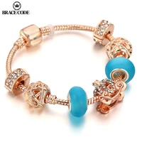 2022 european blue friendship bracelet female diy crown car with shiny square beads female bracelet jewelry gifts direct mail