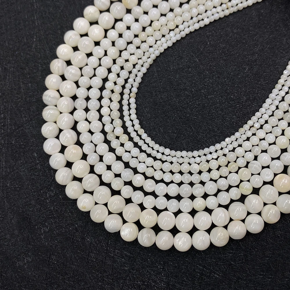 

Natural Freshwater Shell Round Bead Mother-of-pearl 2 3 4 6mm Loose Beads for Jewelry Making DIY Necklace Bracelet Earrings