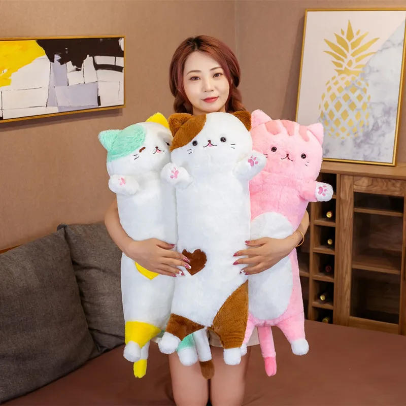 80cm Cute Soft Long Cat Pillow Plush Toys Stuffed Pause Office Nap Pillow Bed Sleep Pillow Home Decor Gift Doll for Kids Girl