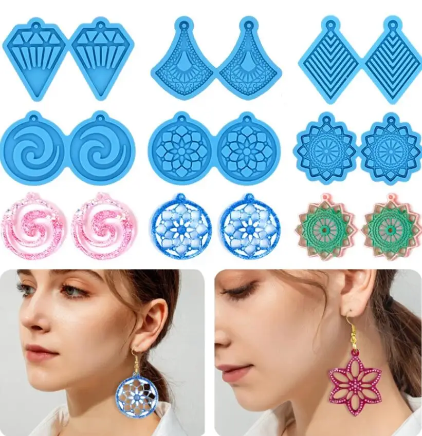 

Earring Pendant Resin Molds Crystal Silicone Molds Earrings Epoxy Resin Dried Flower Jewelry Making Casting Mold Jewelry Tools