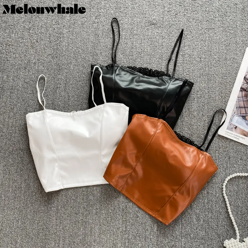 

Женский топ из ПУ кожи, без рукавов, M362