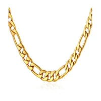 houwu mens fitness accessory woman 18k gold plated stainless steel no fade miami nk cuban link figaro chains necklace jewlery