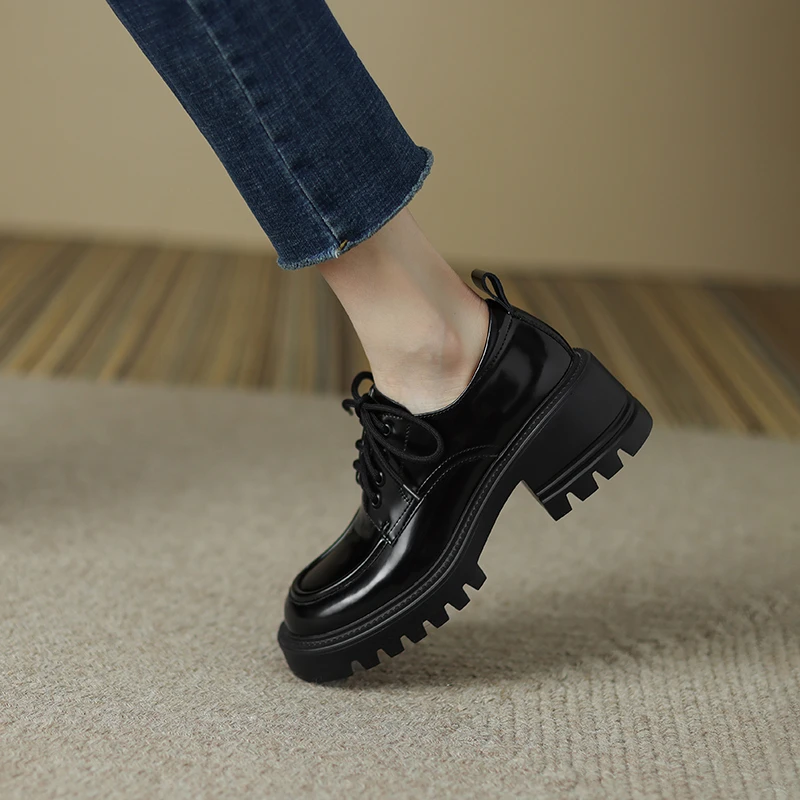 

Туфли дерби женские в британском стиле, кожаные кроссовки с квадратным носком, удобная повседневная обувь в ретро стиле, осень