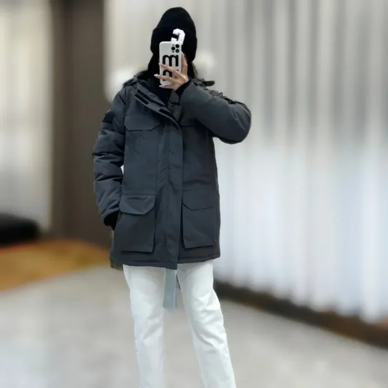 Cana * a Go se однотонная ветрозащитная укороченная пуховая куртка унисекс зимний