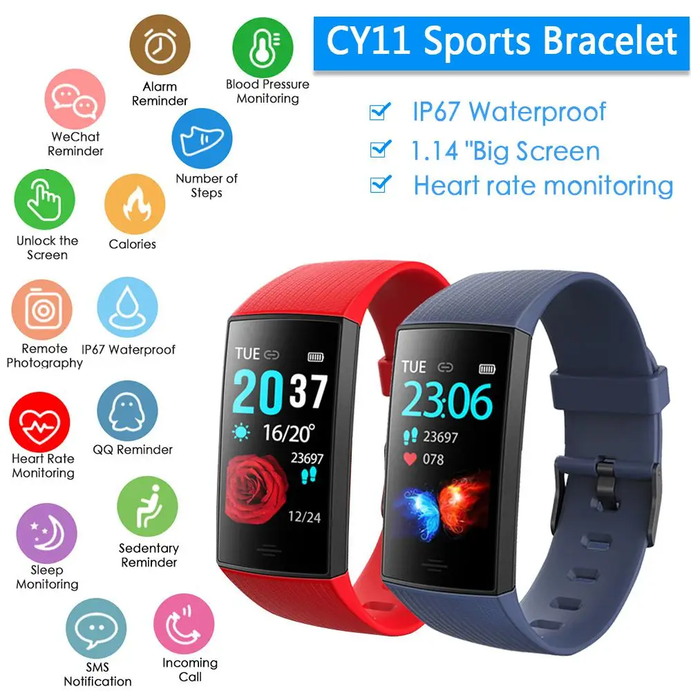 

Heart Rate Monitor Smart Wristband Multi-function Smart Bracelet Sleep Monitoring Waterproof Activity Tracker Sports Watch New