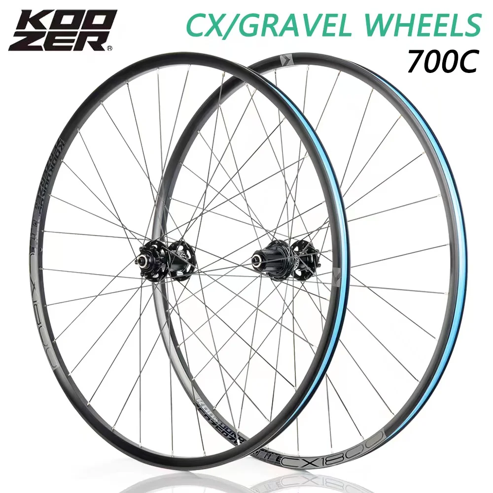 KOOZER CX1800 Gravel Off Road Bicycle Wheel 700C Disc Brake 28Hole F2/R4 Bearing 72 Click System High Performance Aluminum Wheel