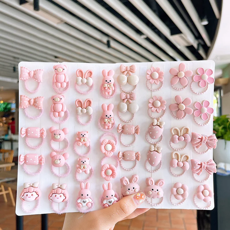 

20PCS New Cartoon Brown Animal Kids Cute Elastic Hair Bands Children Hair Ties Girls Hair Accessories Baby Headwear