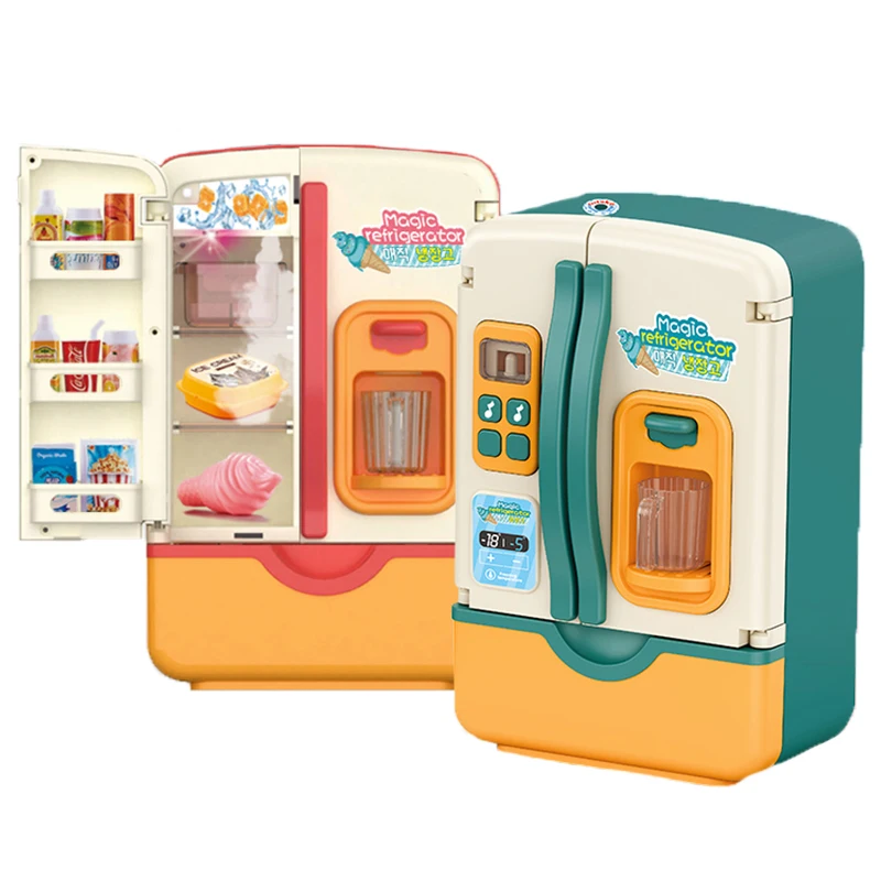 

Kids Toy Fridge Refrigerator Accessories With Ice Dispenser Role Playing Appliance For Kids Kitchen Set Food Toys For Girls Boys