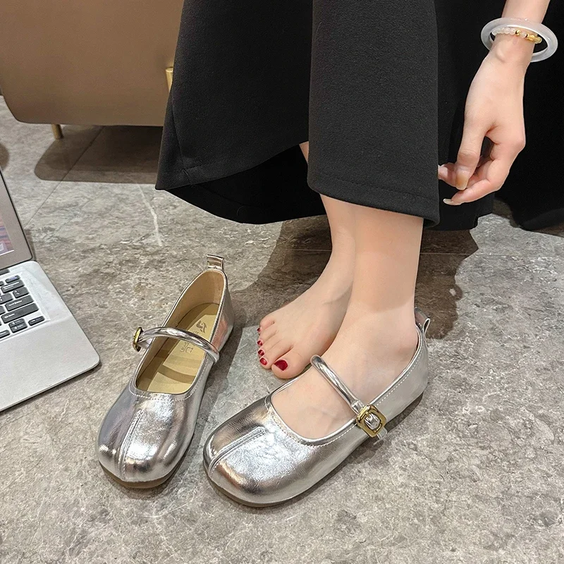 Женские Туфли Мэри Джейн туфли с круглым носком на плоской подошве в стиле ретро