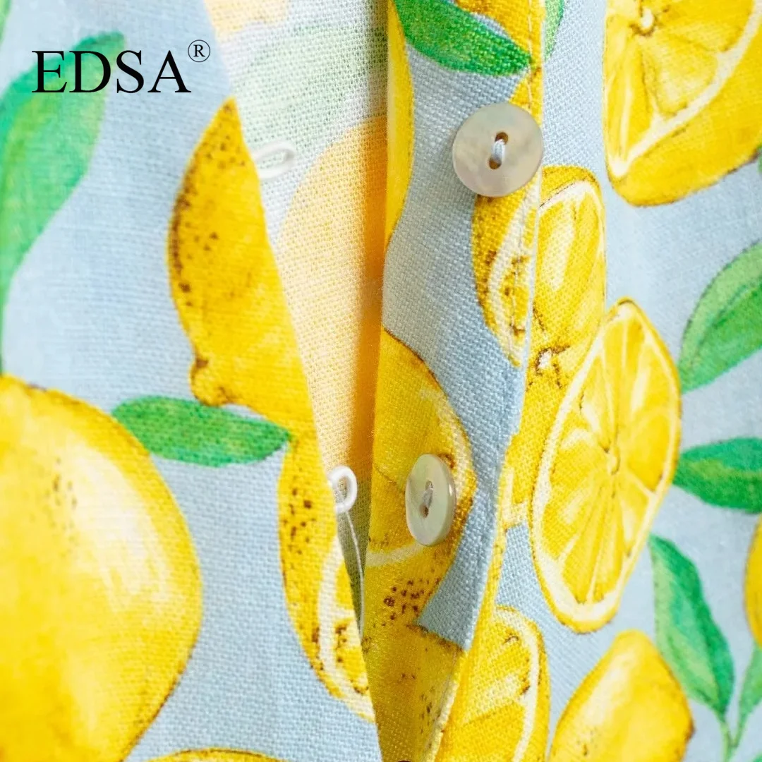 Женская блузка Edsa в пляжном стиле короткий льняной топ с v-образным вырезом и