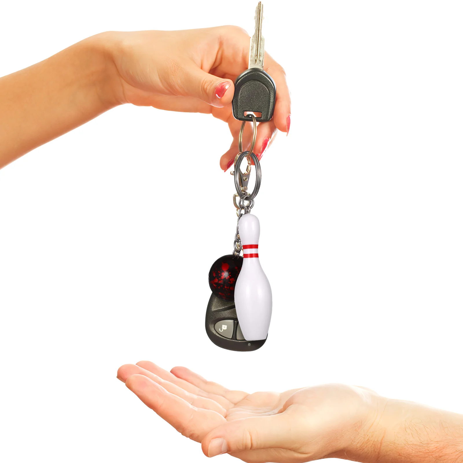 

10 Pcs Bowling Keychain Pendant Keychains Ball Pin Charm Rings Car Keys Backpack Holder Stainless Steel Man Mini