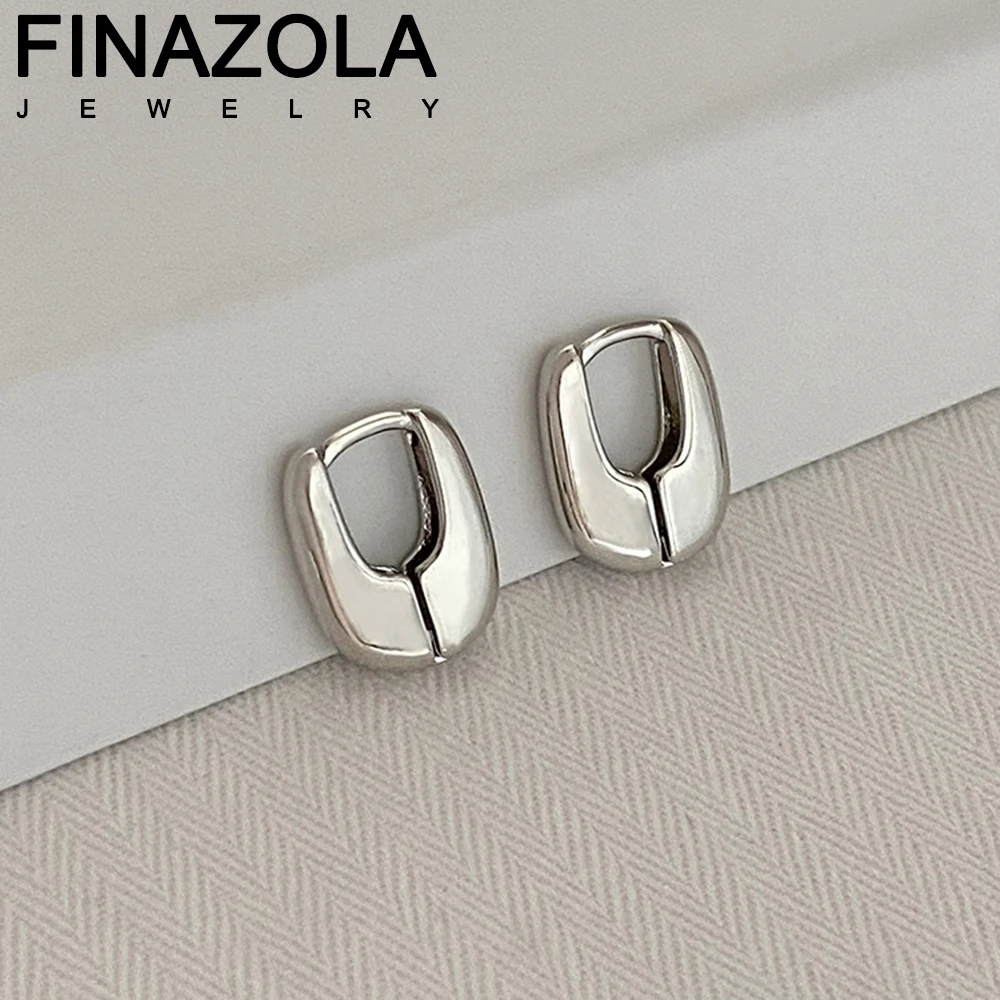 

FINAZOLA Geometric Oval Metal Small Hoop Earring Women Jewelry Simple Glossy Hip Hop Piercing Ear Buckle Accessories Gifts