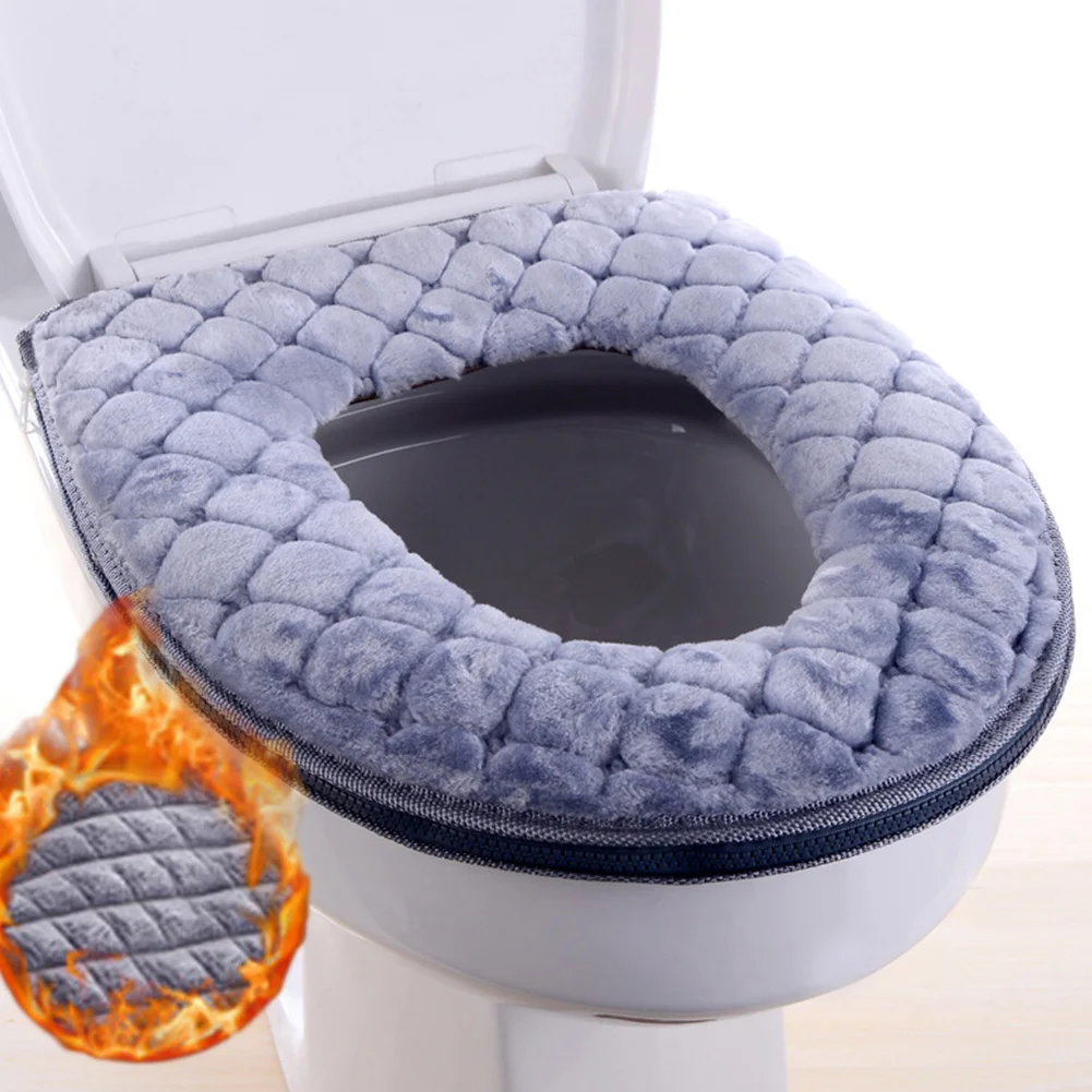 

Winter Toilet-Seat Cover Soft Warm Plush Cushion O-shaped Washable Bathroom Toilet Lid Thick Pad Household Supplies 37cm×44cm