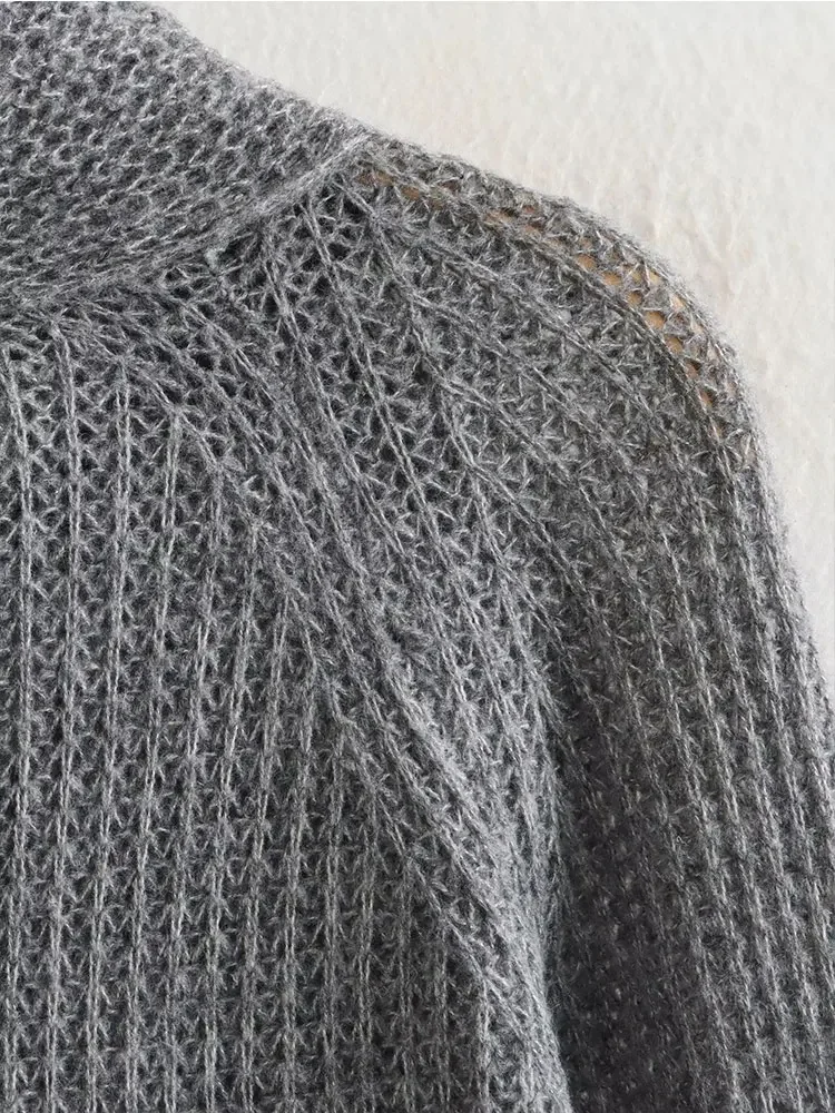 Женский свитер Nlzgmsj TRAF 2024 новый минималистичный дизайн с бантом украшение