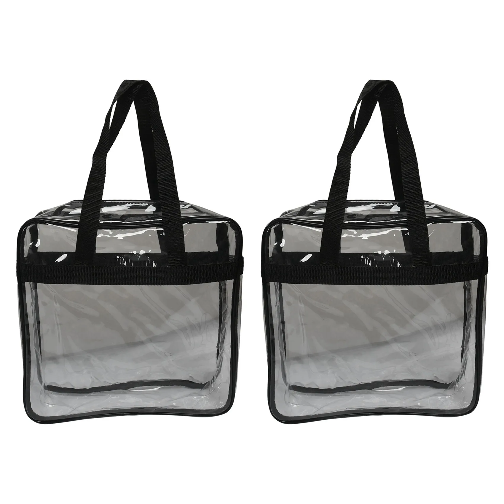 

Tote Bag, Sturdy PVC Construction Zippered Top,Stadium Security Travel & Gym Clear Bag, Perfect for Work, School, 2 Pcs