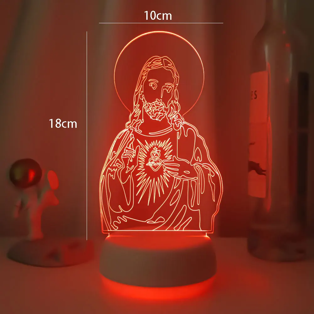 3D Светодиодная лампа с изобрасветодиодный ением Иисуса Христа детский
