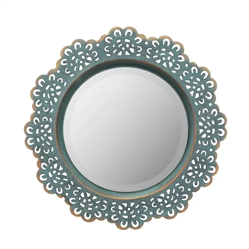 

Turquoise French Country Metal Lace Accent Mirror