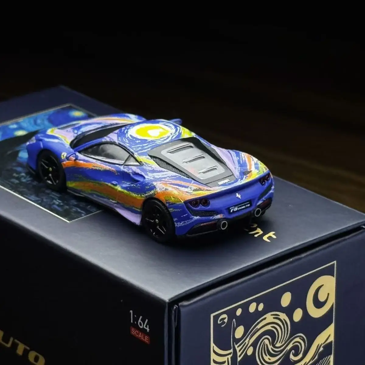 Фото Коллекционная модель автомобиля Karium Diecast 1:64 Ferrari F8 Limited Edition из сплава, с покраской «Звездное небо», подарок для коллекционеров №4