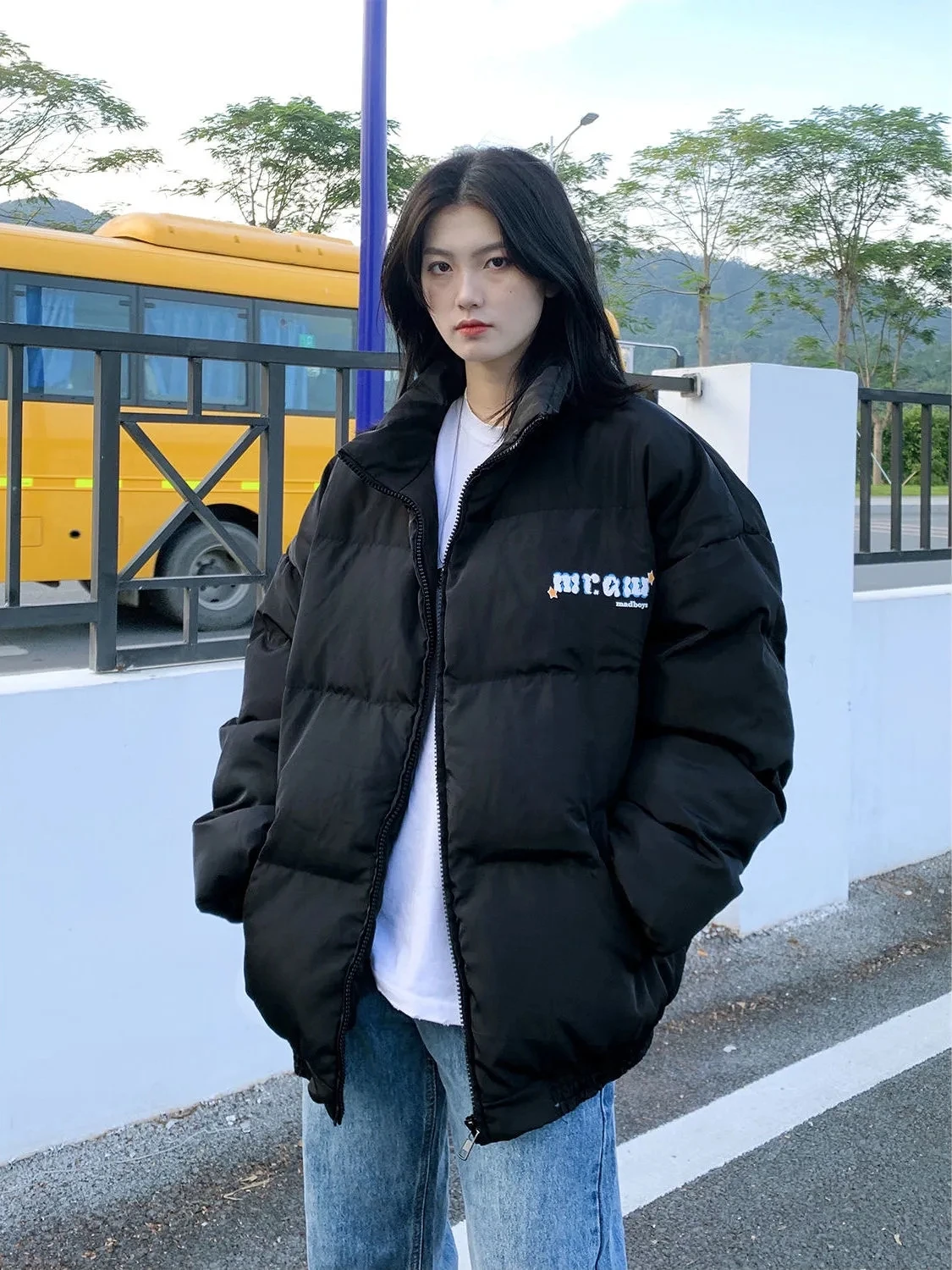 Пуховик женский из хлопка Осень-зима 2023 новое хлопковое пальто с принтом в