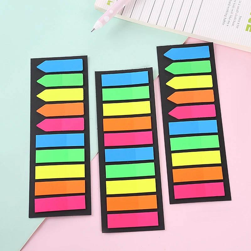

Color Transparent Fluorescent Index Tabs Flags Sticky Note For Page Marker Planner Stickers Office School Stationery 200pcs