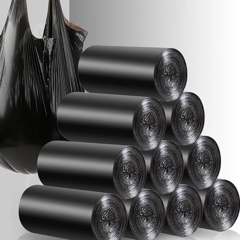 5Rolls=100PCS Large Garbage Bags Black Thicken Disposable Environmental Waste Bag Privacy Plastic Trash Bags 43x63CM