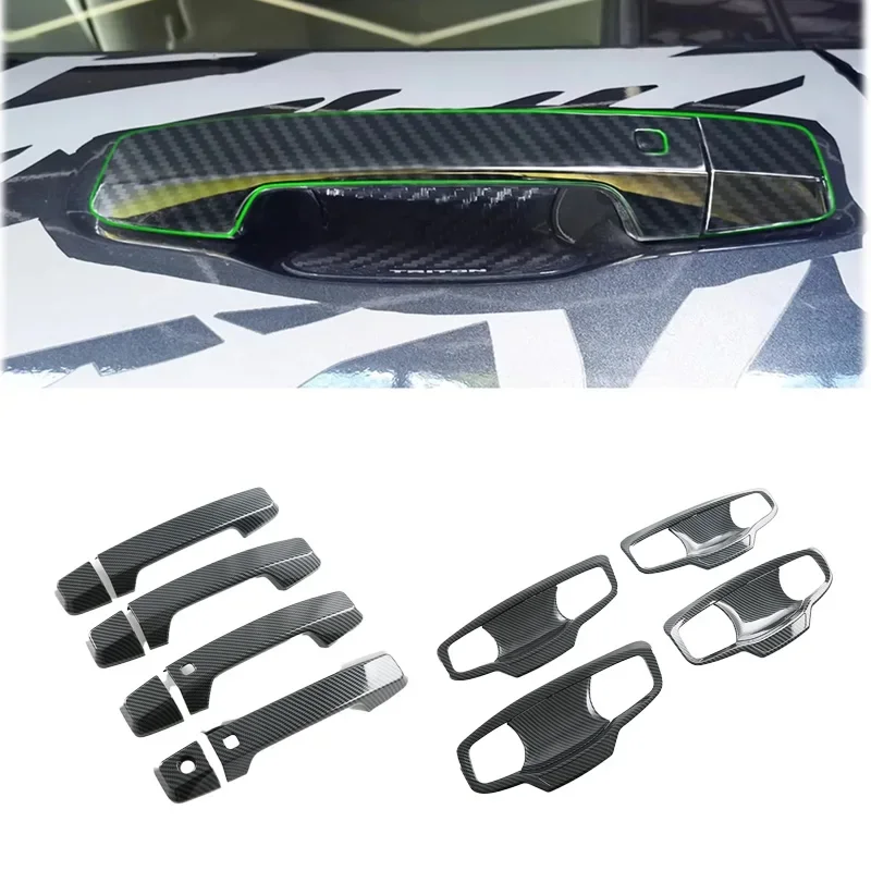 Для Mitsubishi Triton L200 2023 2024 АБС-пластик карбоновая дверная ручка чаша крышка накладка