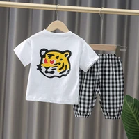 2022 childrens short sleeved top pants boys summer t shirt casual pants boys and girls baby short sleeved suits 1 6 years old