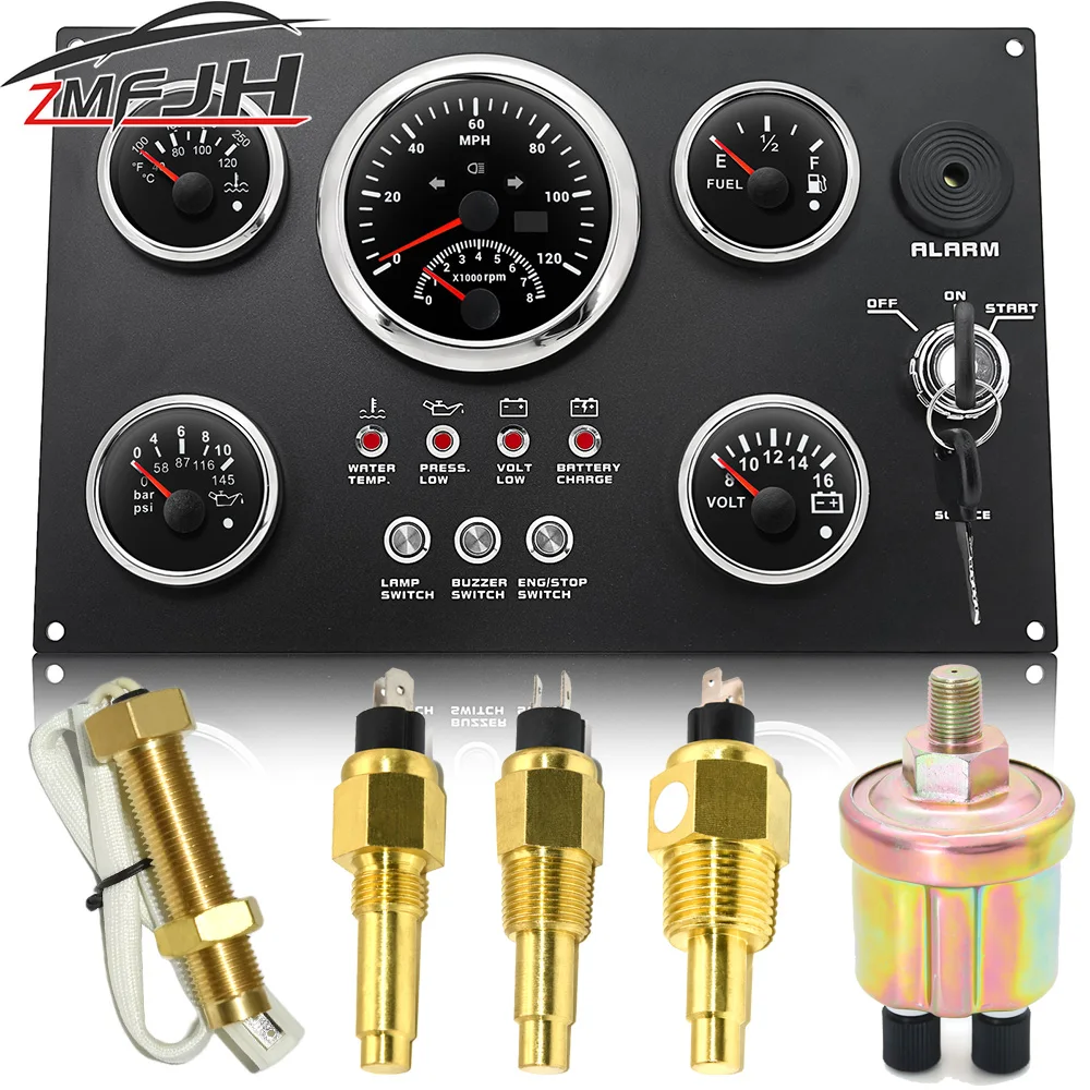 

Приборная панель для морского двигателя, совместима со всеми приборными панелями, 12 В, 24 В, GPS, датчик уровня скорости воды, температуры, масла, давления, топлива