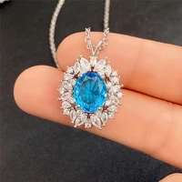 luxury full bling iced out blue cz necklace for women engagement wedding accessories elegant female necklace statement jewelry