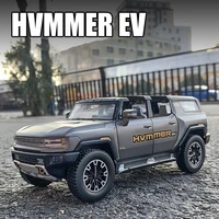 124 hummer ev suv off road alloy car die cast toy car model sound and light childrens toy collectibles birthday gift