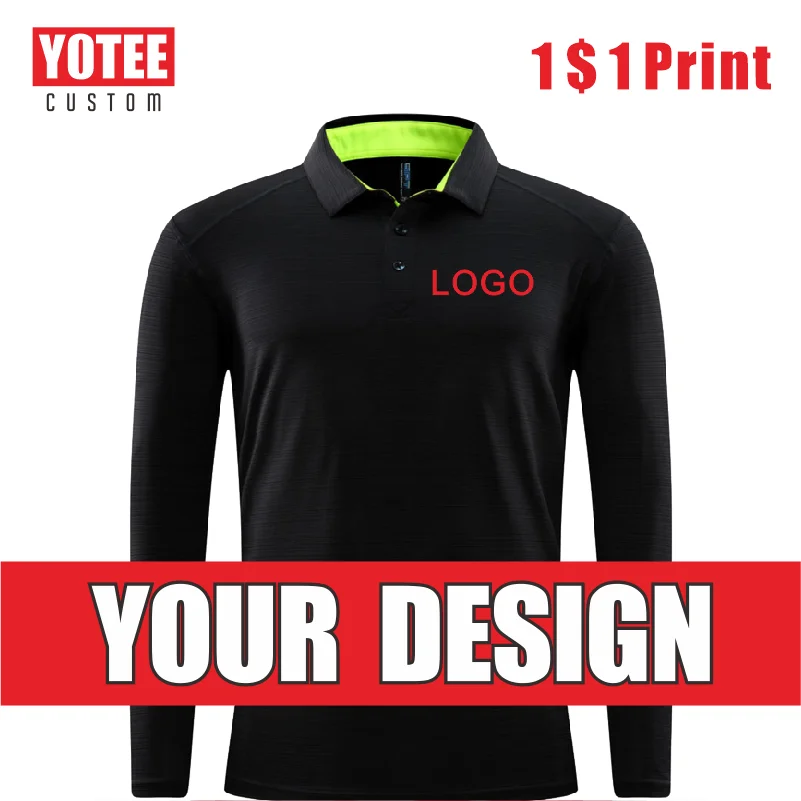 

YOTEE Men's Sports Golf Long-Sleeved Polo Shirt Logo Custom Breathable Quick-drying Collar T-shirt High-end Casual Fitness Top