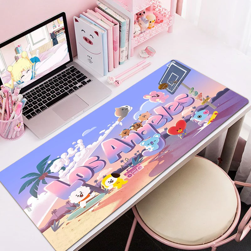 

Коврик для мыши BT21, игровой коврик для мыши, 900x400, офисные аксессуары