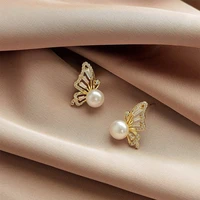 koudoun new creative stud earrings simple freshwater pearl butterfly stud earrings korean fashion jewelry party women gifts 2022