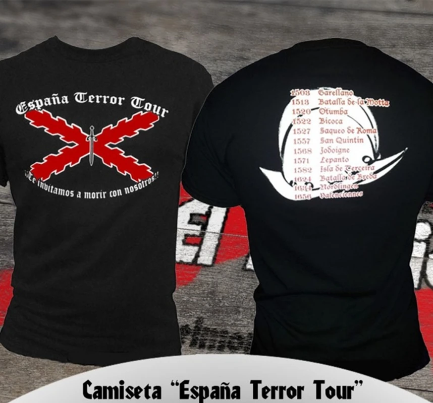 

CAMISETA "ESPAÑA TERROR TOUR" Men T-Shirt Short Sleeve Casual Cotton O-Neck Summer Shirt