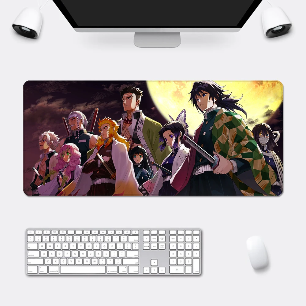 

Коврик для мыши с аниме «рассекающий демонов», нескользящий коврик для компьютерных игр с HD-печатью и блокировкой края, Настольный коврик д...