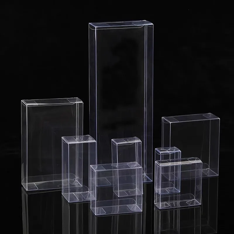 50pcs Clear PVC Packing Boxes Hick Wedding Party Birthday Cup Chocolate Toys Jewelry Flower Folding Gifts Box 100Pcs