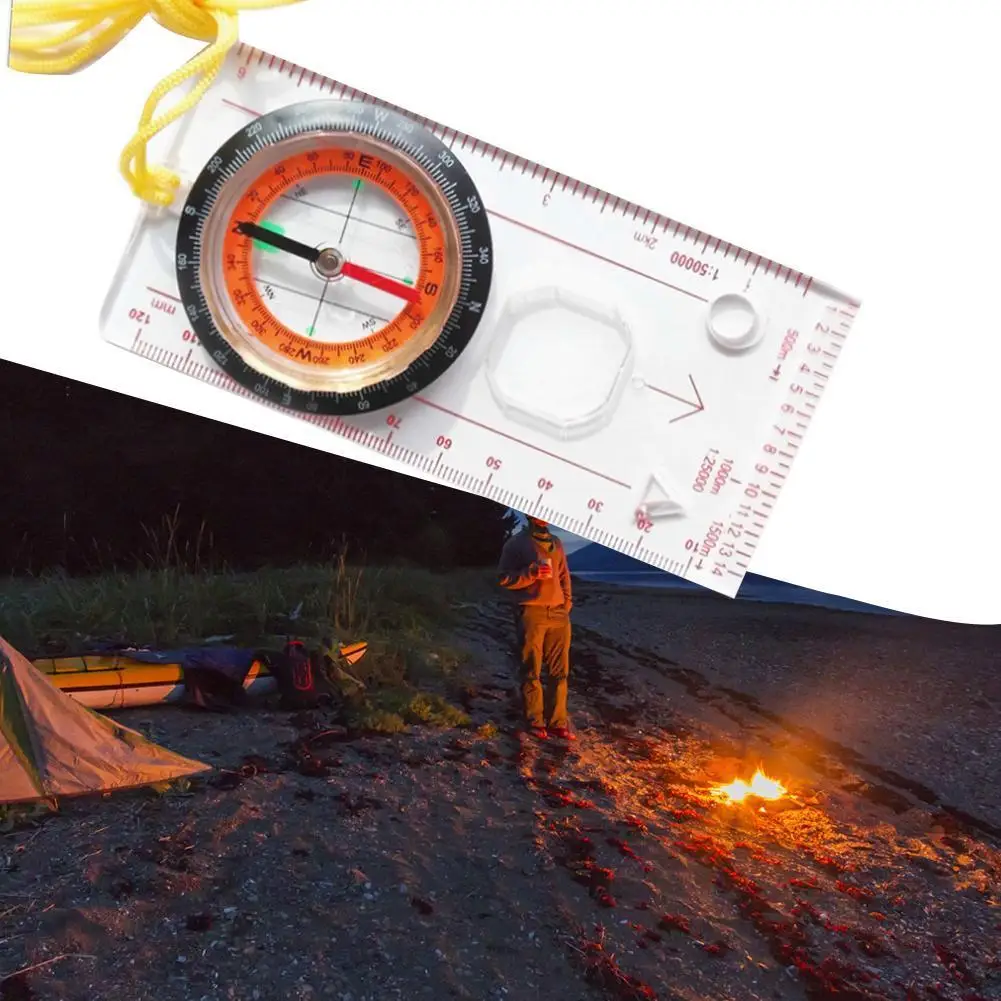 

Portable Outdoor Camping Directional Cross-country Race Map Special Scale Ruler Compass Map Compass Baseplate Ruler Hiking Compa