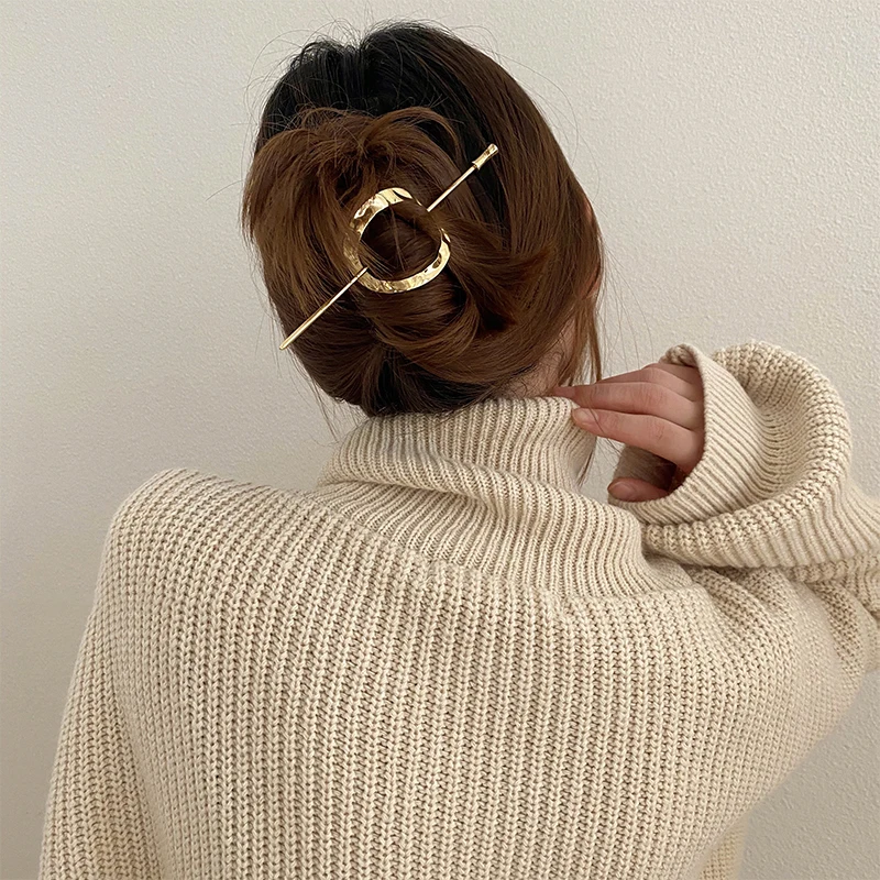 

Peri'sBox Minimalist Circle Square Hair Pin Dome Large Hollow Hair Chopsticks Vintage Statement Elegant Hair Accessories 2020
