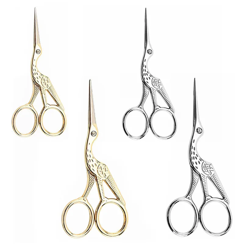 

Gold & Silver Vintage Heron Shaped Cross-stitch Dressmaking Tailor's Scissors DIY for Fabric Sewing Accessories Tools AA7488
