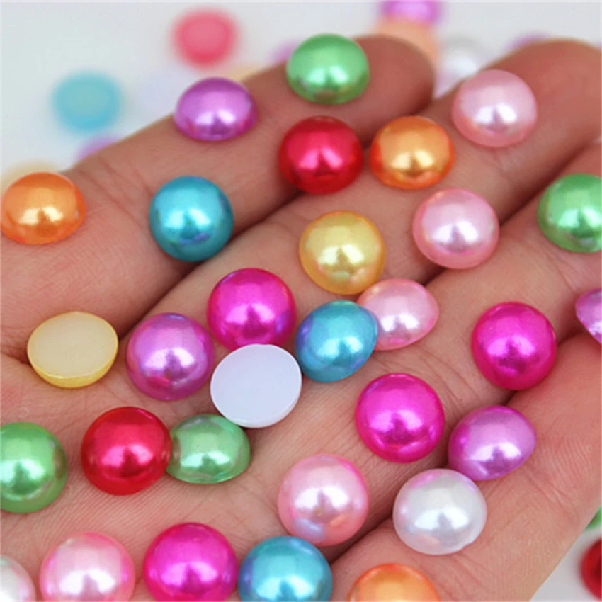 Разные цвета плоская задняя сторона полукруглая искусственная жемчужина