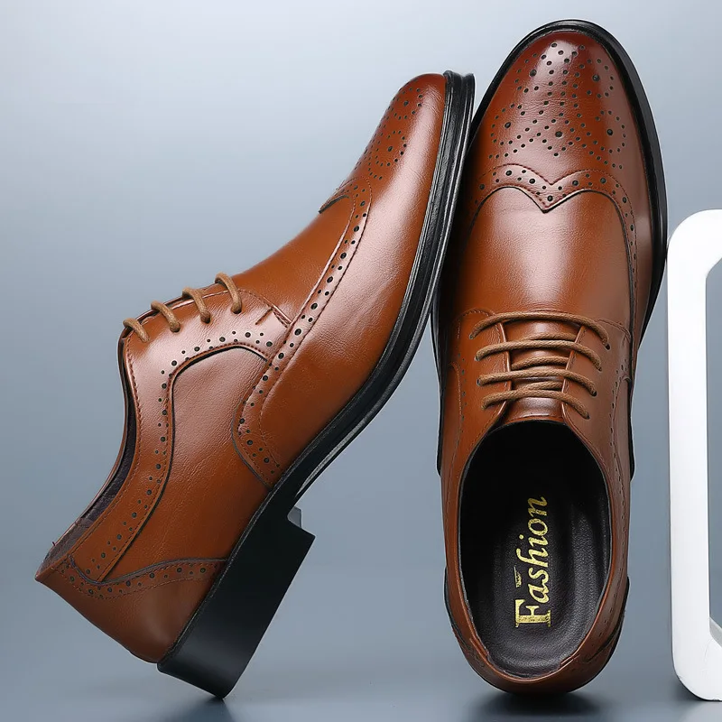

Мужские туфли-оксфорды ручной работы, на шнуровке, Кожаные броги, Классические деловые официальные туфли, большие размеры 38-47, мужская обувь