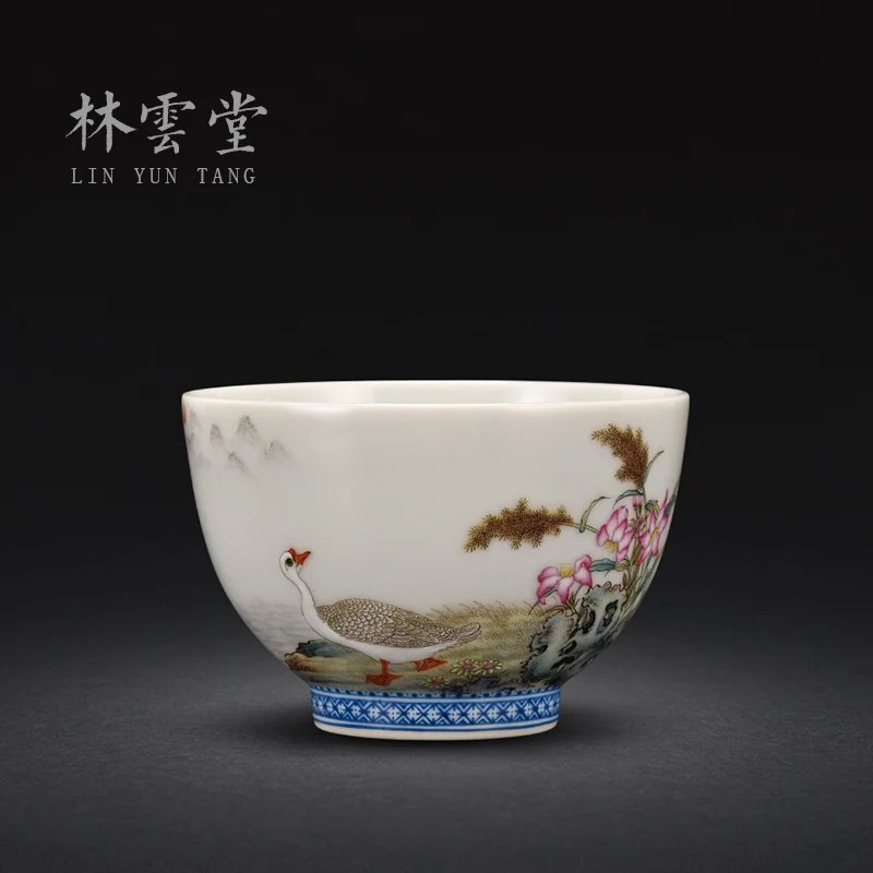 

|Lin Yuntang hand painted pastel Master Cup single cup Jingdezhen hand-made ceramic Kung Fu tea big tea cup lyt9078
