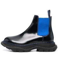 2022 new short chelsea boots womens platform elastic bootleg short blue line chunky heel middle boots tide