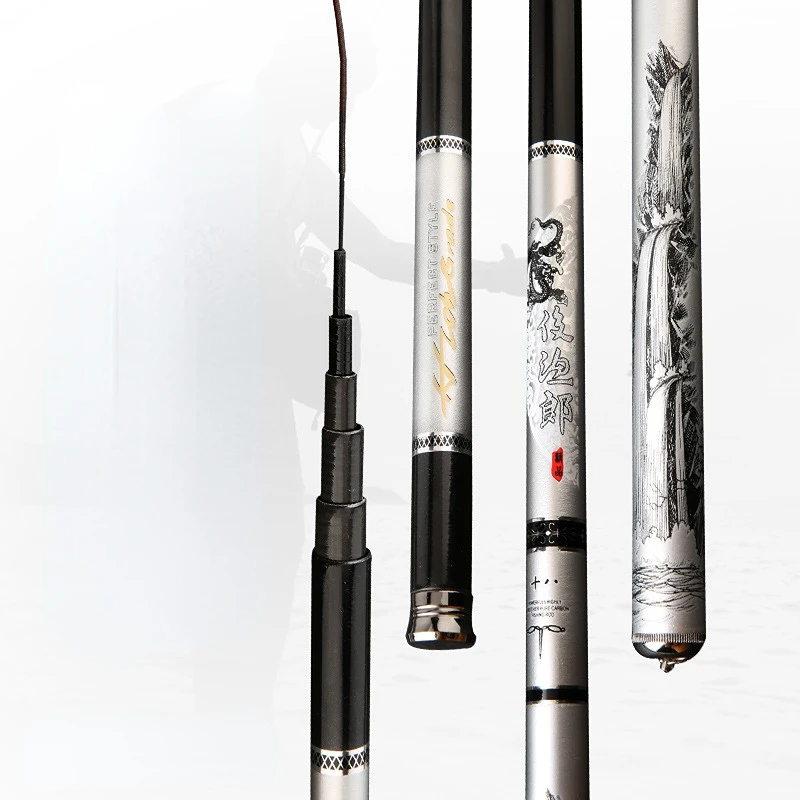 Short Section Telescopic Fishing Rod 2.7M/3.6M/4.5M/5.4M/6.3M/7.2M Super Light Hard Carbon Fiber Hand Fishing Pole Stream Rod enlarge