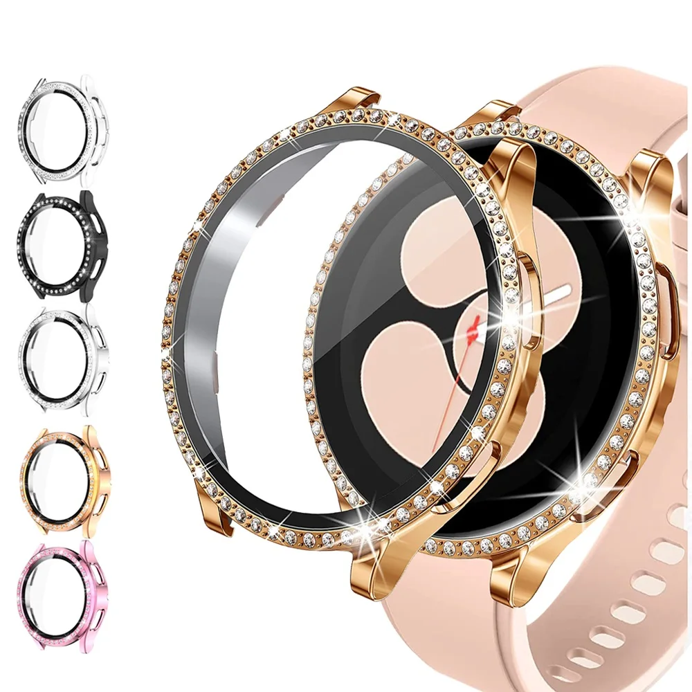 

Стекло + чехол для samsung Galaxy watch 4, аксессуары из поликарбоната, универсальный противоударный бампер + Защита экрана для Galaxy watch 4 44 мм 40 мм