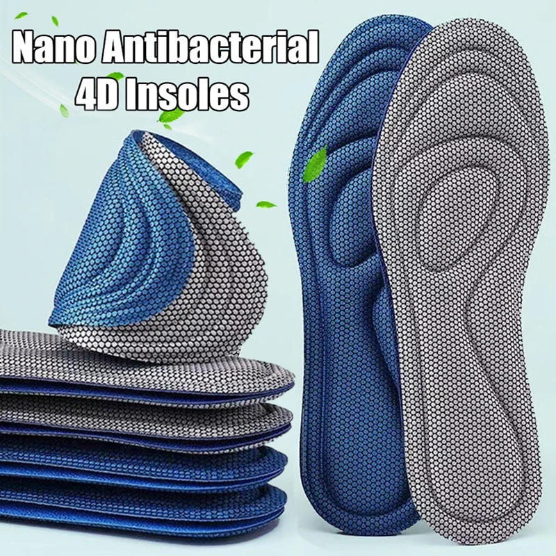 

1 Pair Nano Antibacterial 4D Insoles Memory Foam Sports Insoles for Shoes Men Women Deodorant Breathable Cushion Running Insoles